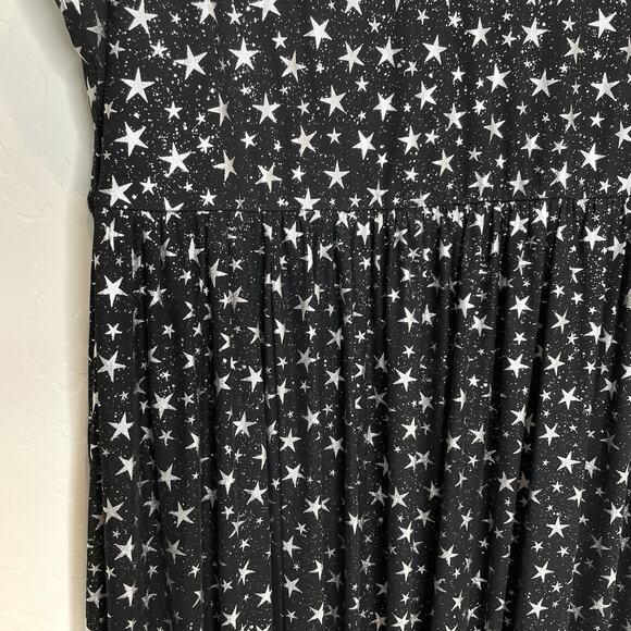 Cosmic Aura Star Silver Foil Mesh Tiered Maxi Dress Womens Plus 4X Whimsigoth 4 - Picture 5 of 11